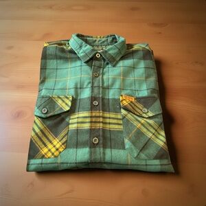 Retro Rifle - type St. Pat - Green and Yellow Plaid Casual Button Down- flannel